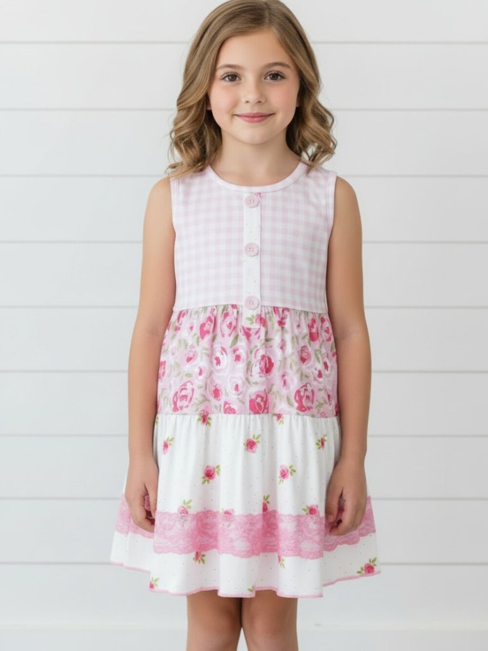 Pink Shabby Rose Girls Twirl Dress, Milk Silk, NWT